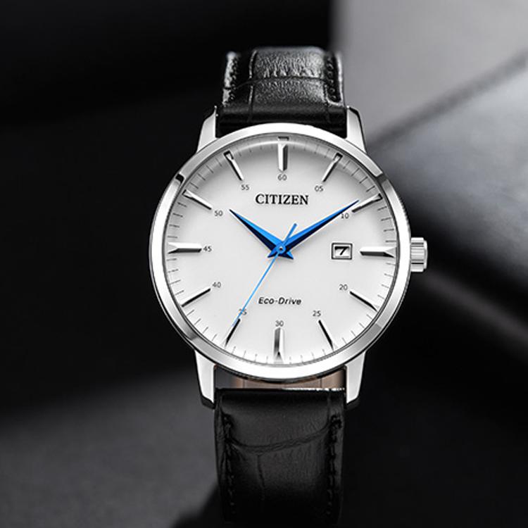 Citizen Eco Drive Light Powered Quartz Movement Cow Leather Strap Watch Unisex White Dial BM7461-18A