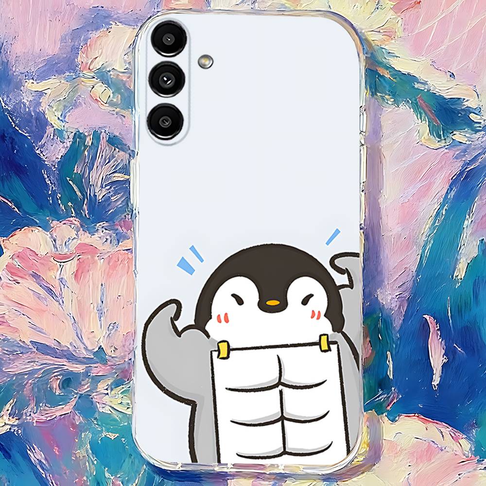 Cartoon Penguin Kawaii Cute Transparent TPU Case for  Samsung S21,S24,S30,S23,S25,S22,S20,S10,5G,FE,PIus,Lite,Ultra