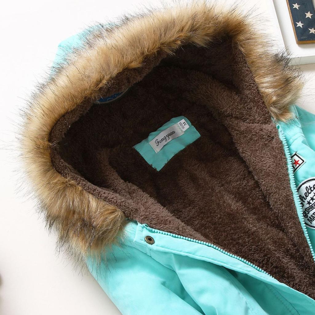 IELGY Winter Mid-length Cotton-padded Jacket Large Fur Collar Hooded Thickened Cotton-padded Jacket Jacket