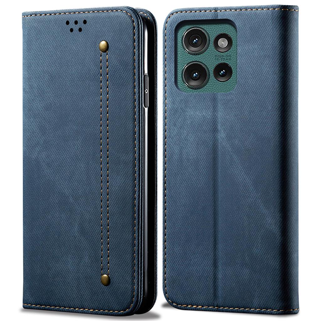 For Motorola Edge 50 Neo 5G/Moto S50 5G/Thinkphone 25 5G Case Jeans Cloth Texture Anti-Scratch Leather Stand Phone Cover