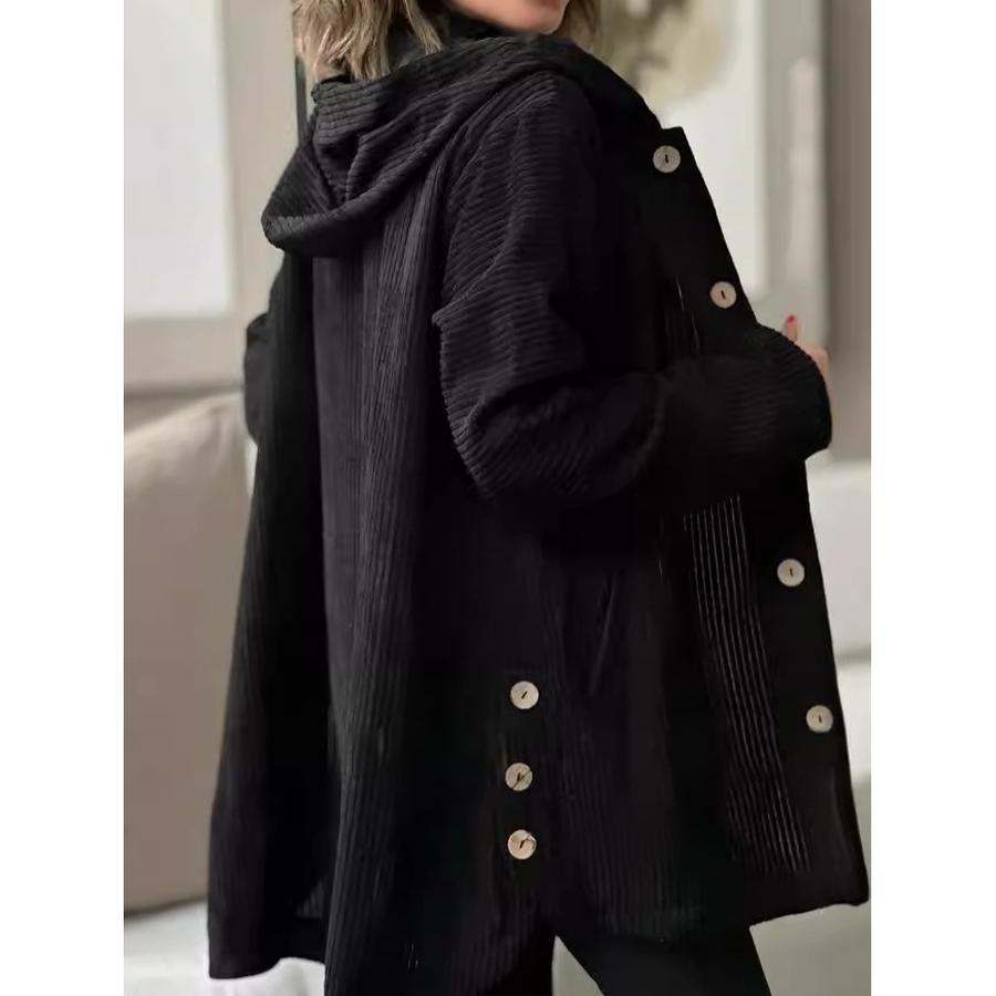 Women's Autumn Winter New Style Corduroy Loose Hooded Jacket