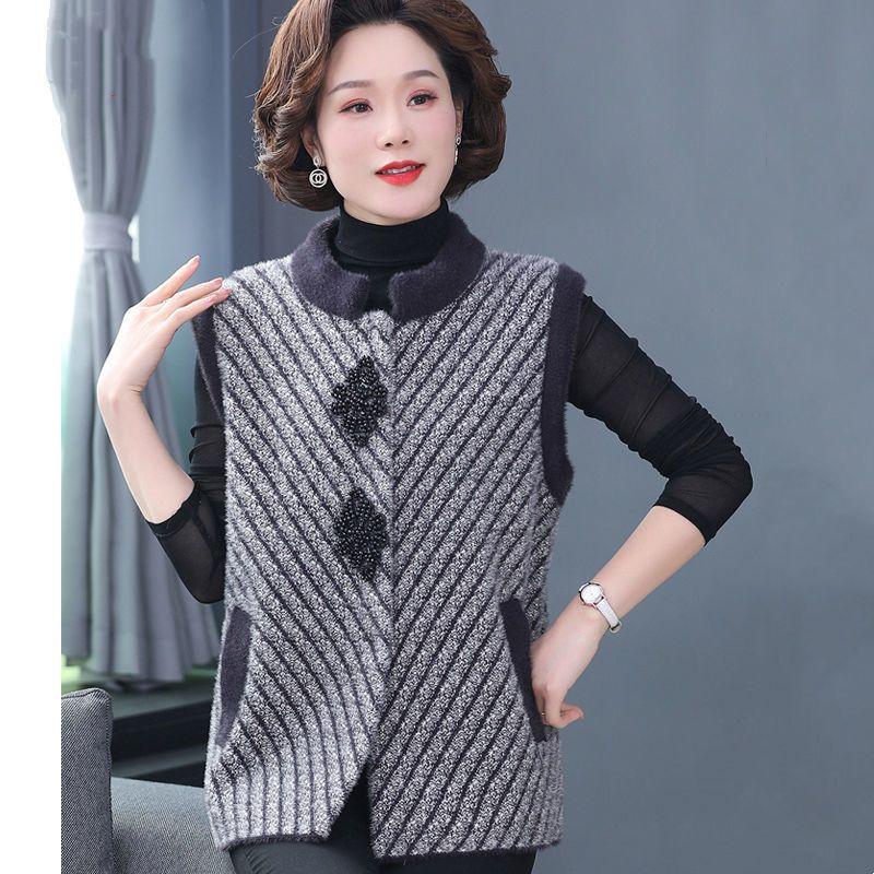 Mother's Spring and Autumn Vest Sleeveless Jacket Women's Plus Size Vest Waistcoat Waistcoat
