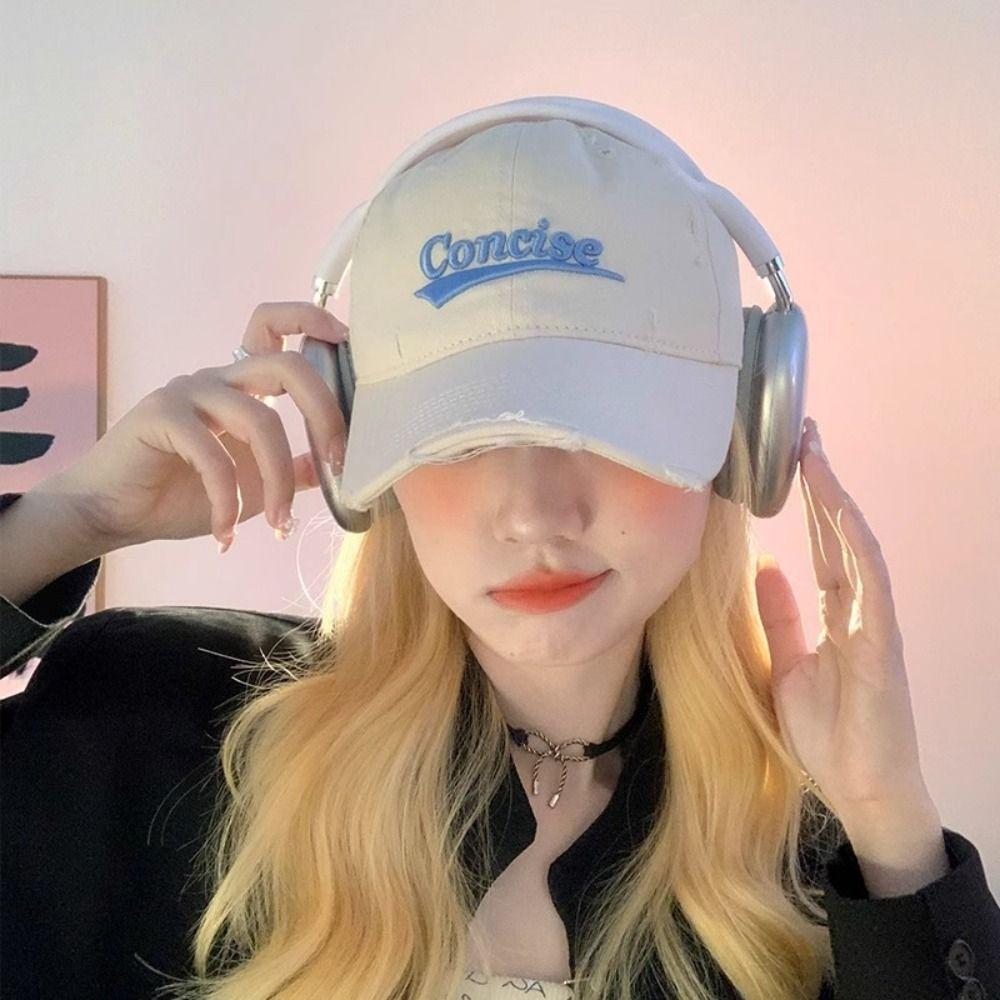 Cotton Holes Peaked Cap Embroidery Snapback Cap Solid Color Letter Baseball Hat  Teenagers