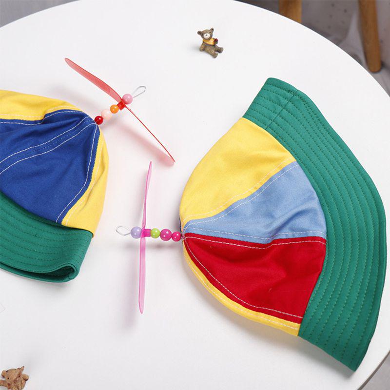Buy Cotton Propeller Bucket Cap Color Block Patchwork Dragonfly