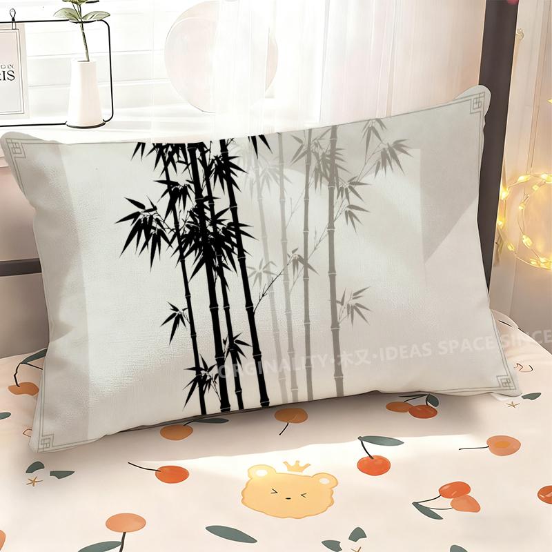 Bamboo Pattern Pillowcase Decor Suitable For Sofa Bedroom Car Pillow Cover Cushion Rectangular Back Cushion