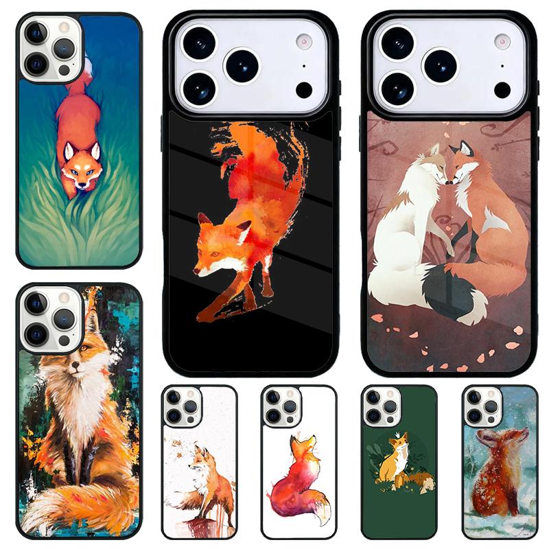 Fox Art Phone Case for iPhone 17 Air 16 15 11 12 14 13 Pro Max Shockproof Cover