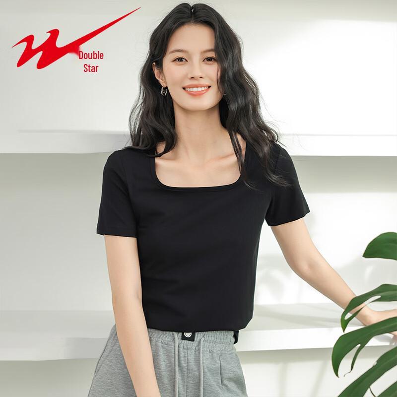 Women s Square Neck Slim Fit Cotton Blend T-Shirt XL