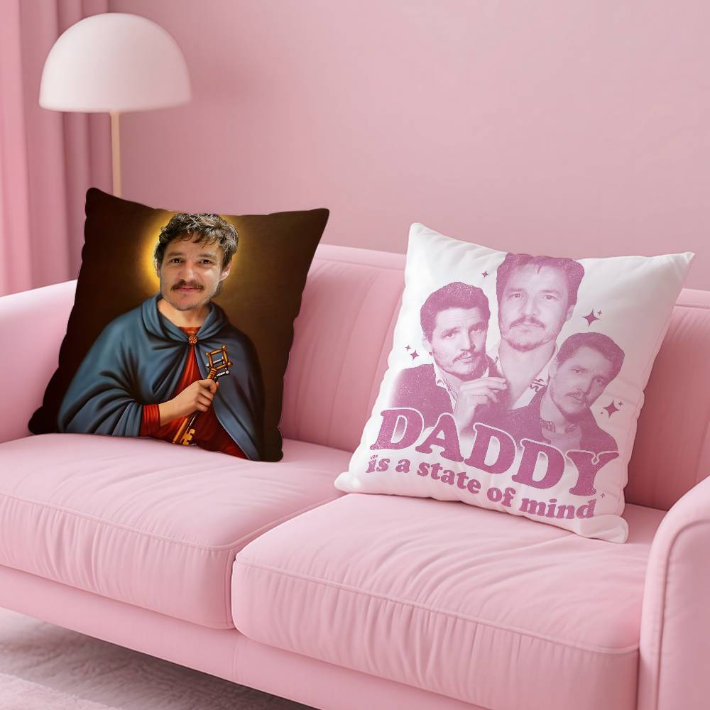 Hot Actor P-Pedro Pascal Pillow Case Anti-Dustmite Pillowcase Invisible Zipper Silky Short Plush Sofa Cushion Cover