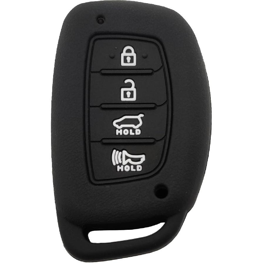 Silicone Protector Key Fob Cover Case fit for Hyundai Sonata Elantra Tucson Keyless Entry Key Fob (NOT Fit Flip Key) (Black2)