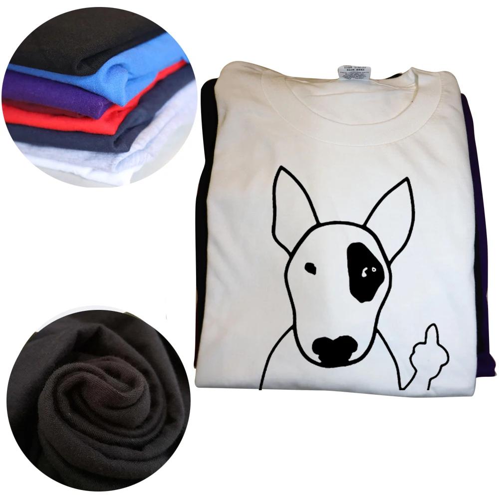 Novelty English Bull Terrier Middle Finger Dog Lover T Shirts Graphic Cotton Streetwear Short Sleeve Birthday Gifts T-shirt Men