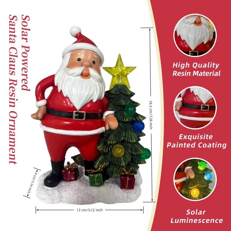

Solar Powered Santa Claus Backpack Lights Christmas Decorations Resin Crafts Home Decor Ornaments as Christmas gifts