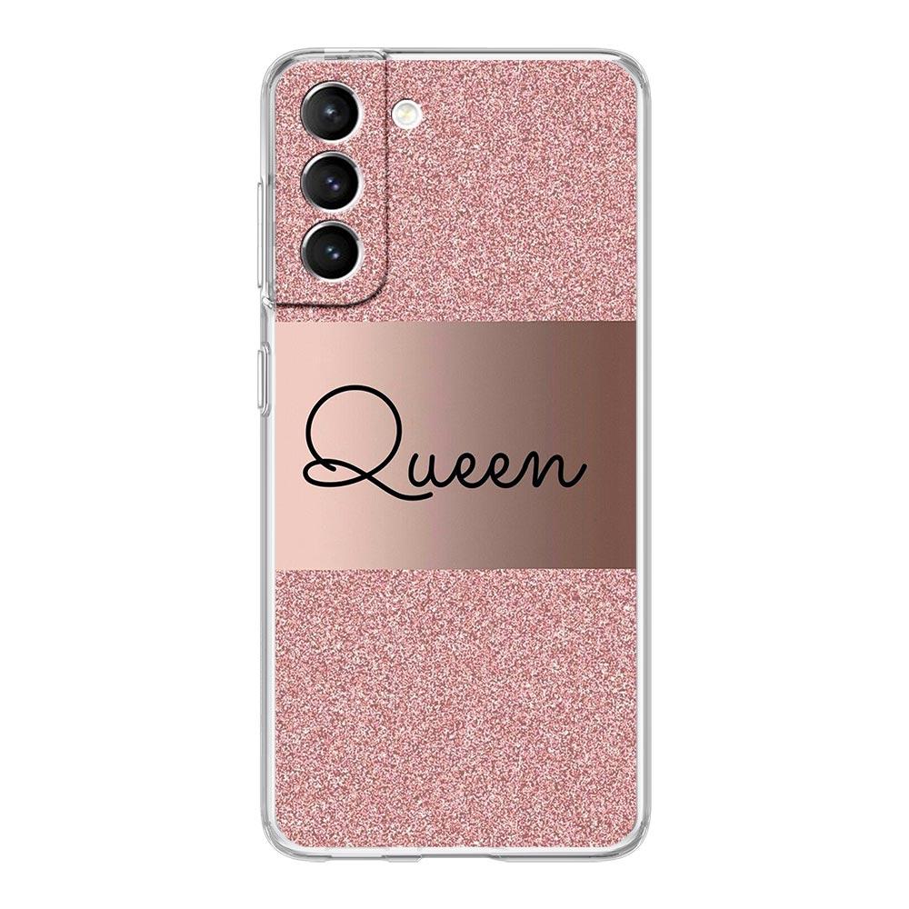 Rose Gold Pink Marble Queen Clear Phone Case For Samsung Galaxy S23 S22 5G S20 Ultra S21 FE 5G S10E S9 S8 S10 Plus Soft Cover