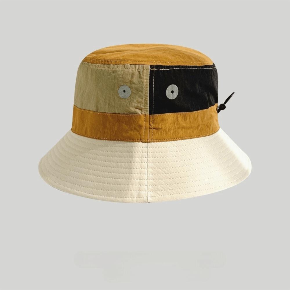 Casual Breathable Quick-Dry Bucket Hat Light Thin Patchwork Fisherman Hat Anti-UV Folding Sun Protection Cap Summer