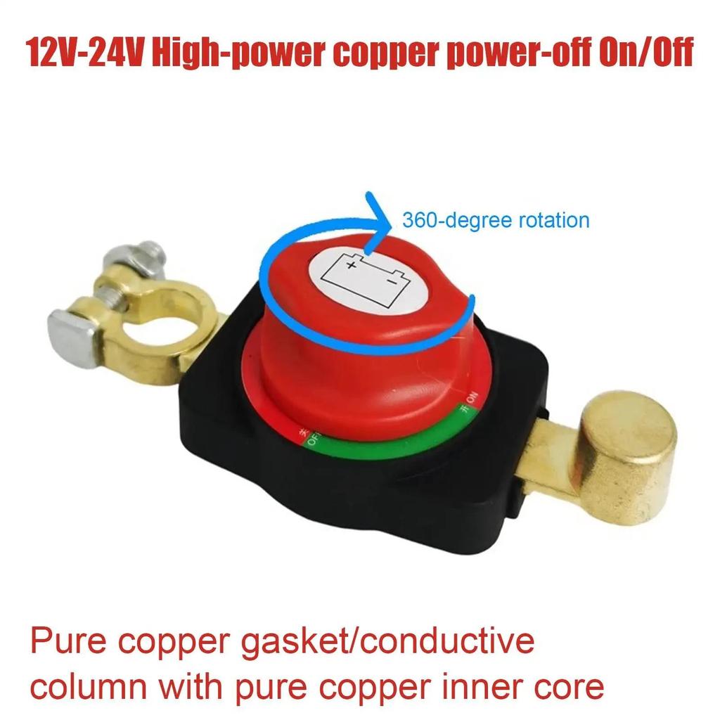 Universal Pure Brass Car Battery Disconnect Switch for 12V-48V Trucks & Automobiles
