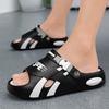 Fashion Men Thick Sole Summer Beach Slides Bathroom Anti Slip Slipper Soft Sandals Simplicity Ultra Light Letter Shoes Men Slippers