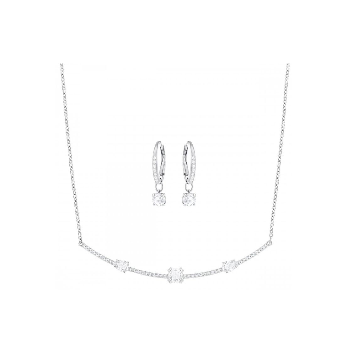 Swarovski Exquisite Elegant Necklace Set Women necklaces Silver 5291056 Box (Random Color)