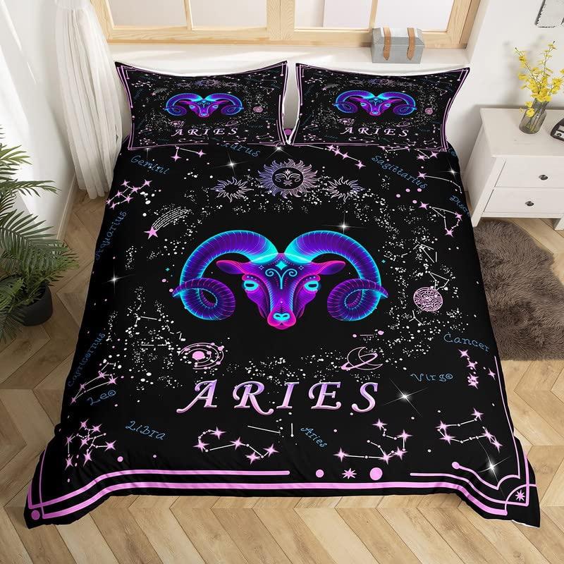Gemini King Queen Duvet Cover Constellation Horoscope Comforter Cover Astrology Galaxy Bedding Set Star Polyester Quilt Cover