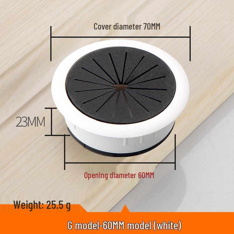 Round Plastic Cable Grommet Hole Cover for Office Desk - Sizes 50/60/65/80 Mm