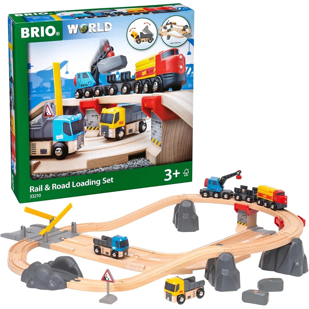 

BRIO Rail and Road Quarry Set 33210 Wooden Toy for Ages 3+ with Vehicles and Tracks
