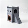 Two-Story Felt Cat Villa with Stairs - All-Season Semi-Enclosed Indoor Cat House