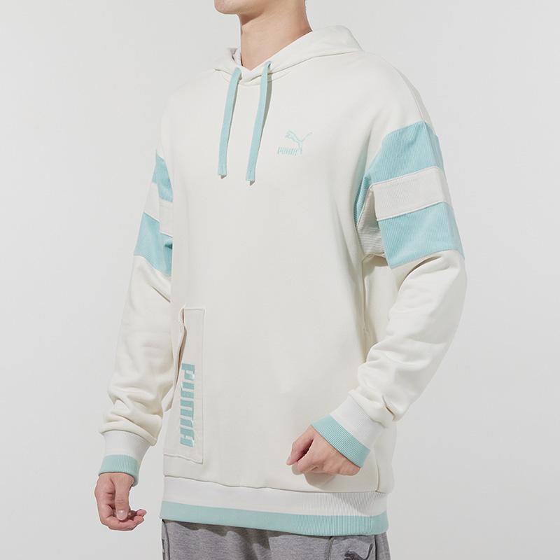 Puma Embroidered Logo Sports Hoodie Men Tops Beige 534679-93