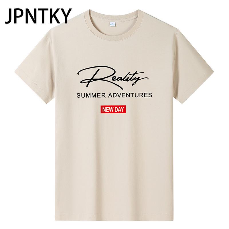 JPNTKY Cotton Short Sleeve T-shirt Men's Fashion Loose Half Sleeve Shirt Printed Compassionate Shirt