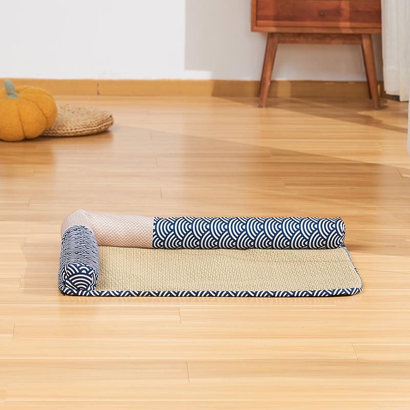 

Летний коврик для домашних животных, новый кошачий домик, съемный и моющийся, будка для собак малого и среднего размера, дышащий ротанговый коврик, гнездо для домашних животных S