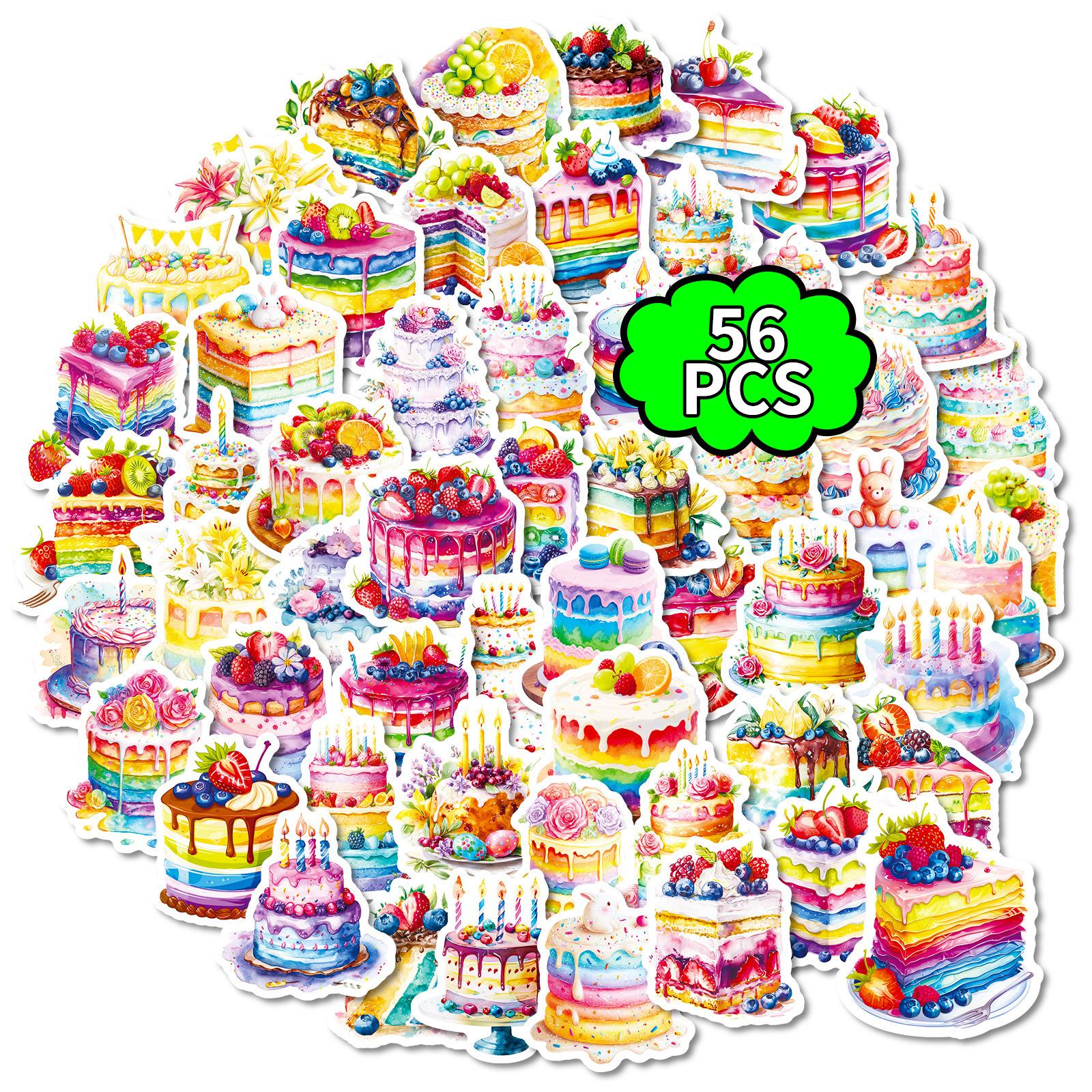 

56 Colorful Cakes, Cartoon Graffiti Stickers, Children S Handmade Diy Gift Letters, Decorative Stickers, Spot.