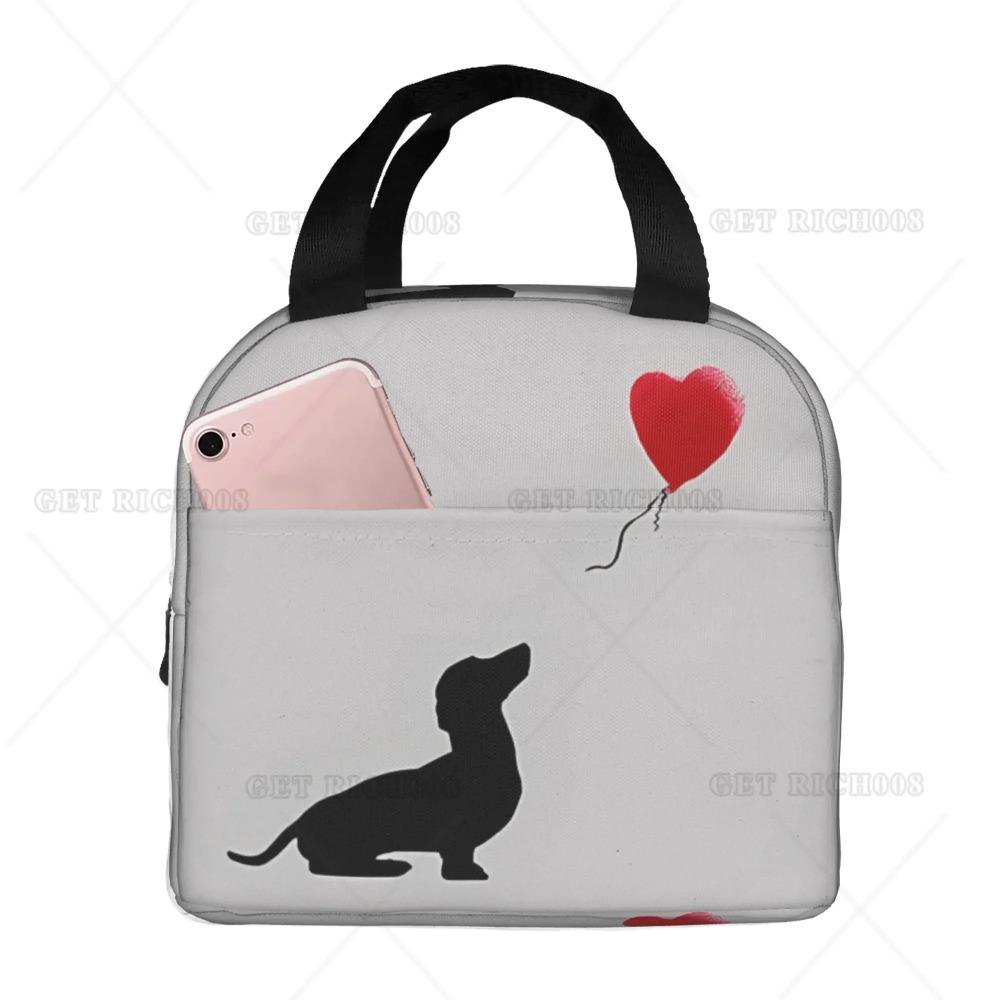 Xmas Cute Dachshund Dog Lover Animal Lunch Bag Small for Men Women Kids Outdoor Picnic Work School Lunch Box Bag Insulated Gift