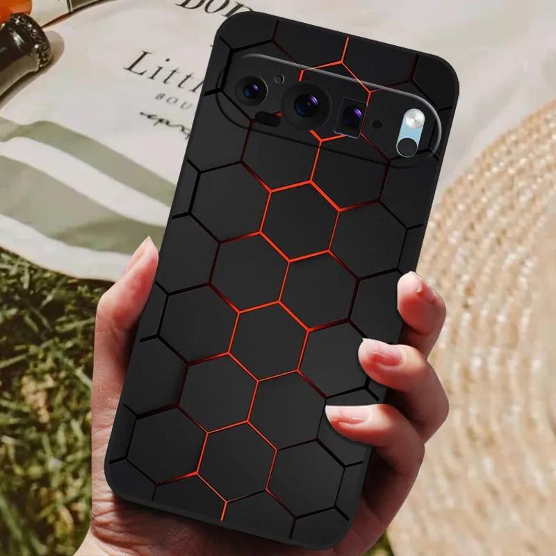 For Google Pixel 9 Pro XL Case Cool Painted Silicone TPU Soft Cover for Googe Pixel 9 9 Pro 8A Cases Black Protective Shells