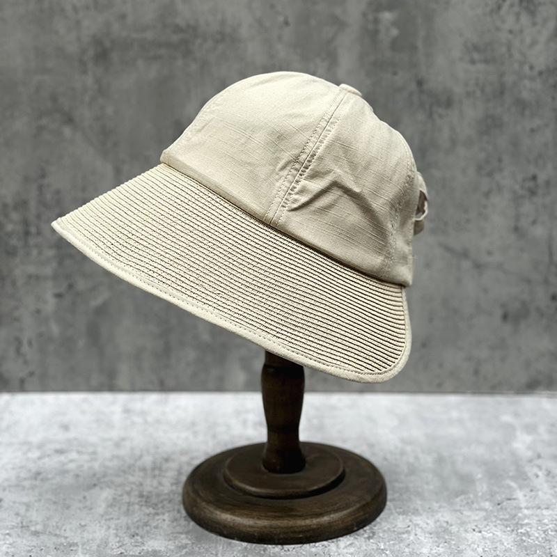 

Internet Celebrity Simple And Versatile Face Linen Splicing Bucket Hat Women S Summer Straw Hat Casual Sunscreen Sunshade Basin Hat Adjustable 55-58cm