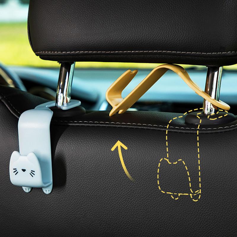 2Pcs Cartoon Car Hook Creative Car Seat Hanger Hook Organizer Stand Bags Clothes key Sundries Clip Auto Interior Accessories