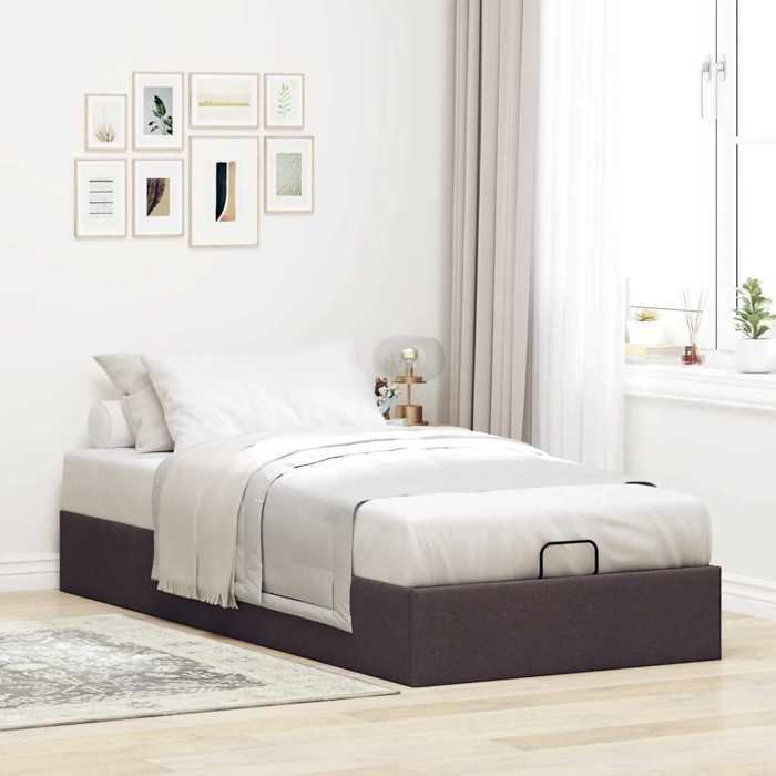 VidaXL Ottoman Bed Frame Without Mattress Dark Brown 90x200 Cm Fabric, Bed Frame, Upholstered Bed Frame, Bed Frame 3310850