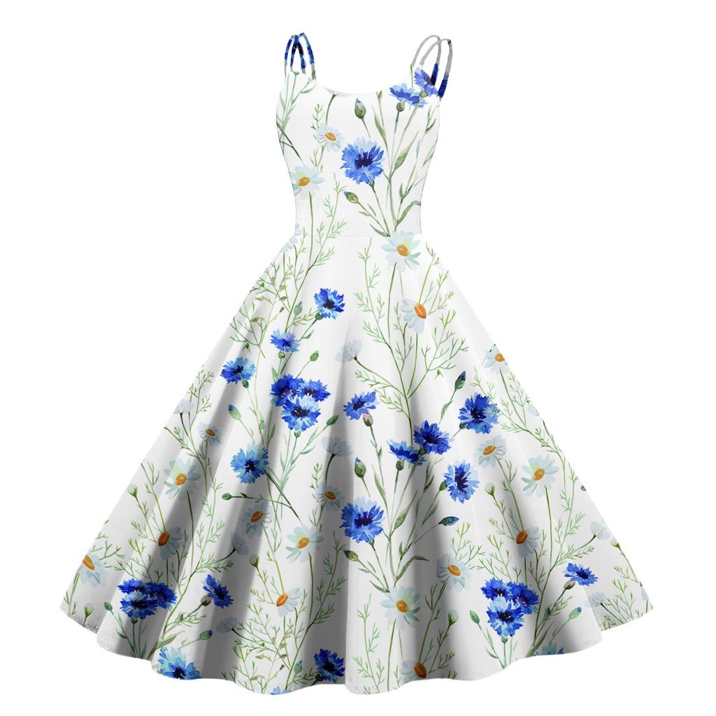 Women's Floral, Colour Block Patchwork, Gradient Print Sexy Strapless Punk Vintage Dresses