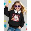 Kids Crewneck Sweatshirt, Cute Bunny Drinking Strawberry Milk Creative Print,Daily Casual Top for Spring & Autumn