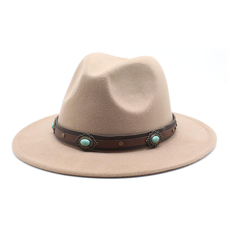 Women'S Simple Wool Top Hat White Trend Versatile Belt Men'S Jazz Hat