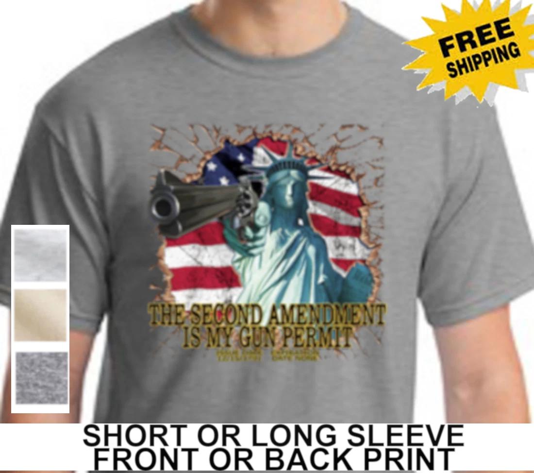 2nd Second Amendment Is My Gun Permit Statue Of Liberty Gun Rights Men s T Shirt XXXXL