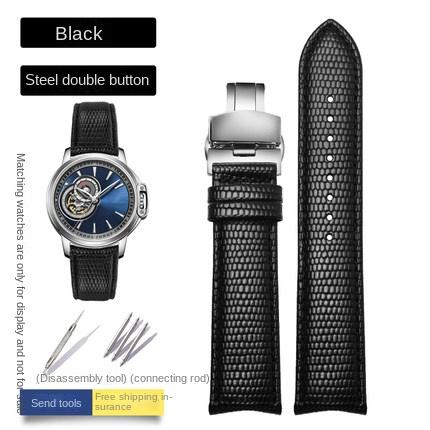 20mm 21mm 22mm Curved End Genuine Leather Watchband For Tissot Citizen Seiko Mido Arc Mouth Men Blue Watch Strap Universal Belt