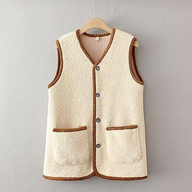 

Lamb Plush Vest for Women Korean Style Autumn Fur One-piece All-match Loose Cardigan Top XXXL
