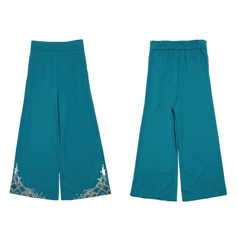 Čínské styly Vintage Dámské Hanfu Midi Qipao Dvou dílná sada Čína Tradiční oblečení Kalhoty Oblek Tangový oblek Orientální oblečení