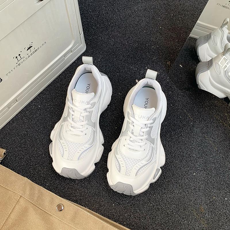 

Single net breathable thick-soled dad shoes women s 2025 new summer heightening casual versatile lightweight sports shoes 40 белый