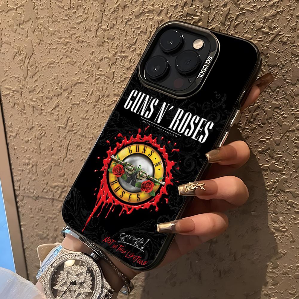 

Чехол для телефона G-Guns N Roses Для 17 Pro Max IPhone 16 Pro Max 15 14 Plus 12 13 X XS Max 11 Цветная серебристая крышка iPhone 11 Pro