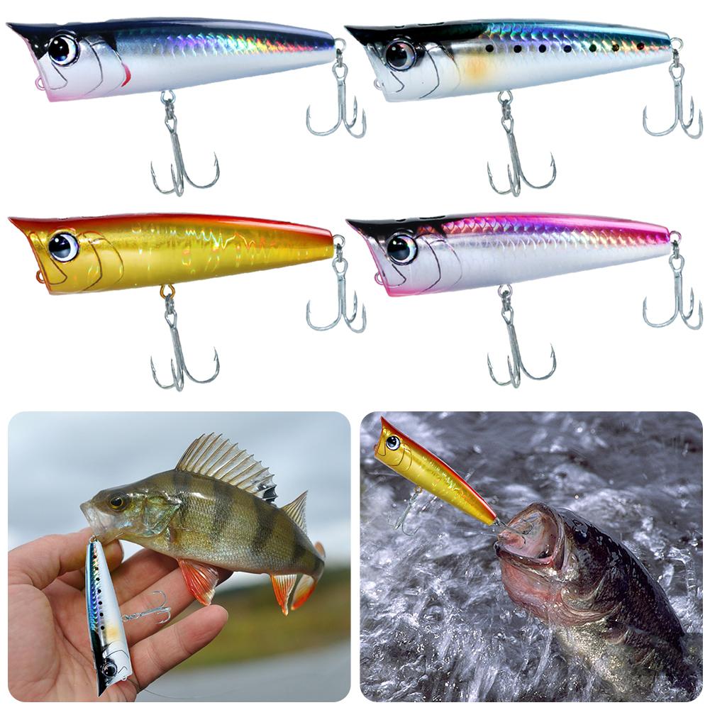 Artificial Hard Bait with Hook Topwater Bubble Baits 3D Eyes Minnow Popper Crank Baits for Freshwater Saltwater Surface Fishing