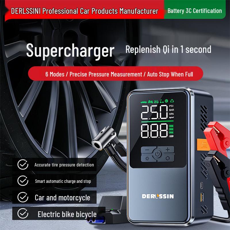 Wireless Car Tire Inflator & Jump Starter with Portable Power Bank