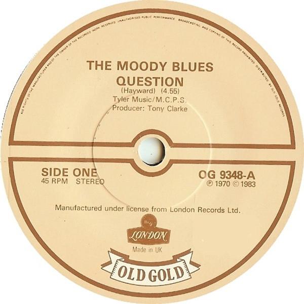 

7inch Record MOODY BLUES - Question OG9348 Old Gold 1983 UK Rock Used