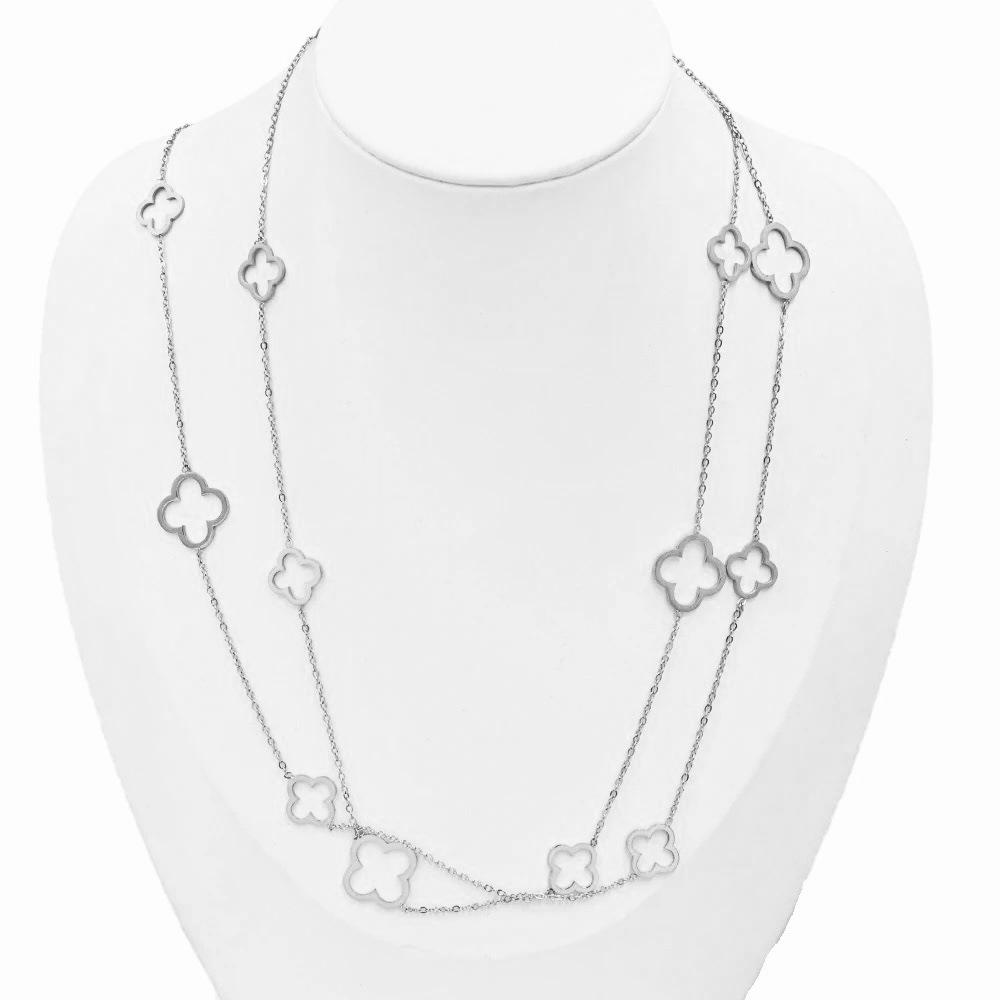 Four-leaf Clover Necklace Cut Out Flower Sweater Chain Long Necklace