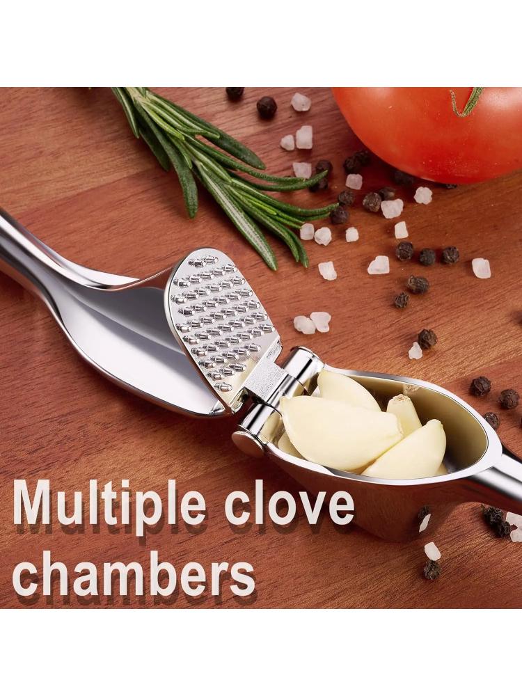 1PC Garlic Press Zinc Alloy Garlic Mincer Crusher with Ergonomic Soft Grip Handle Easy to Squeeze Clean