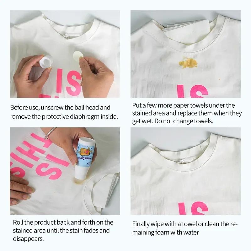 JJ19  Clothes Stain Removal Rolling Ball Portable  Stain Cleaning Detergent Decontamination Cleaning Dust Cleaner Remover 50ML