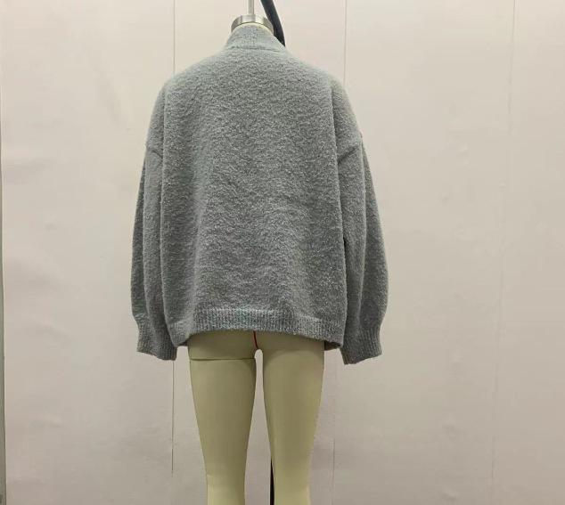 2024 Autumn Women's Solid Color Loose Fit Semi-High Neck Versatile Sweater