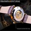 Forsining Men's Fashion Casual Hollow Moon Phase Carved Hollow Automatic Mechanical Watch GMT1125-5-W